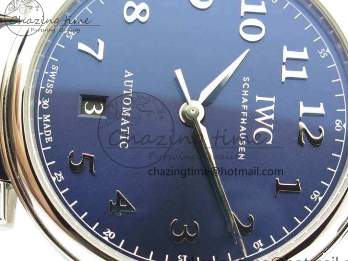MIROTIME 0714 MoistureWicking Da Vinci IW356601 SS MKF 1:1 Best Edition Blue Dial On Black Leather Strap A 7233